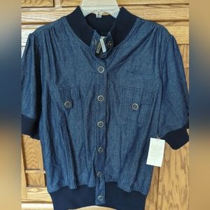 Women's NWT Missphit Short Sleeve Blue Jean Top W/ Snaps Sz. 3X